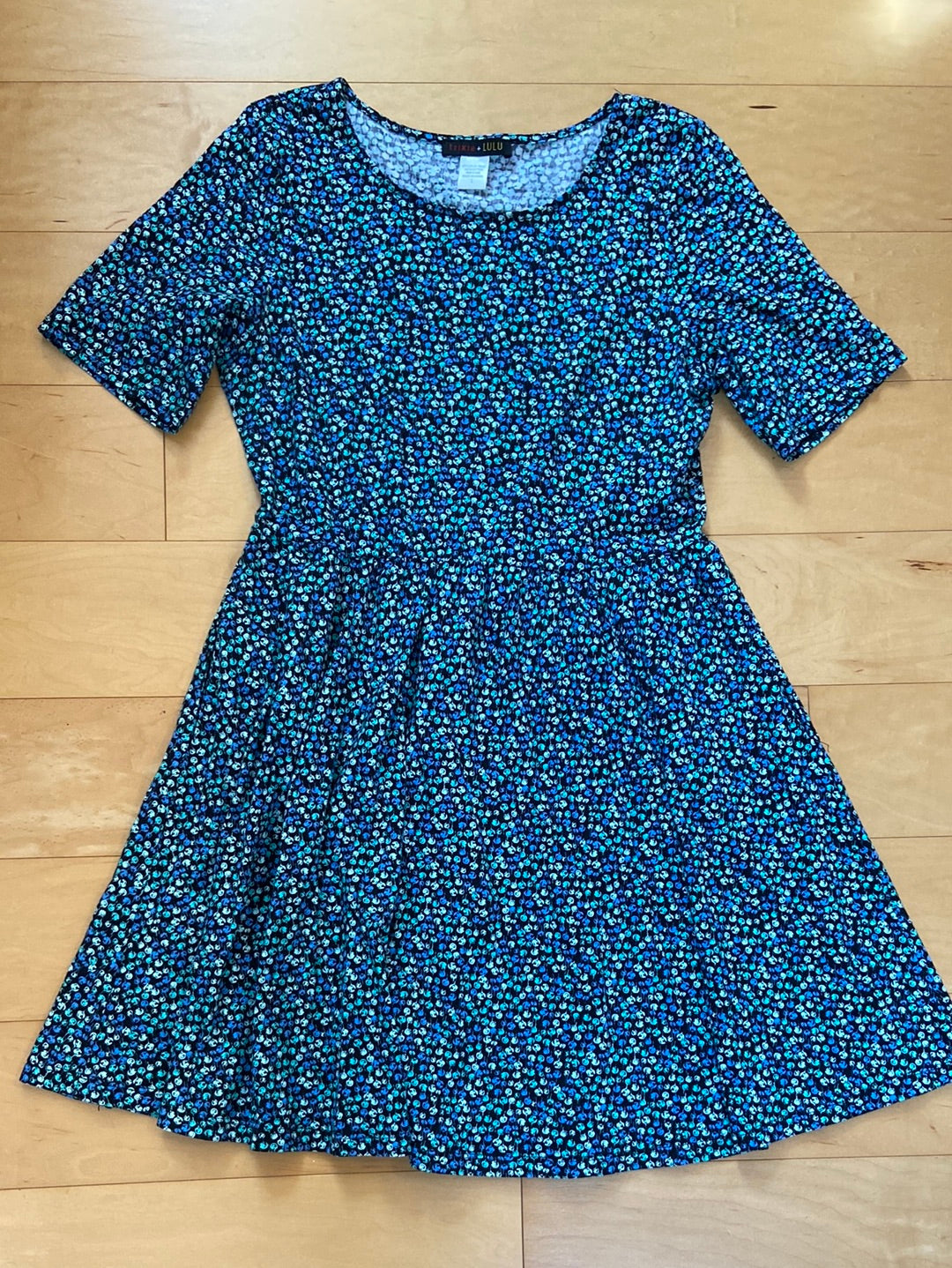 BLUE BASIC Trixie and Lulu Blue Print Dress Size L