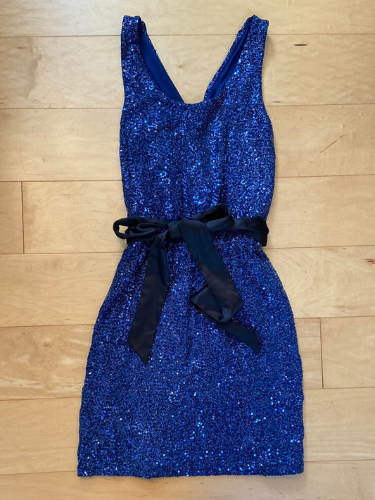 BLUE BEAUTY Express Blue Sequined Dress Size S