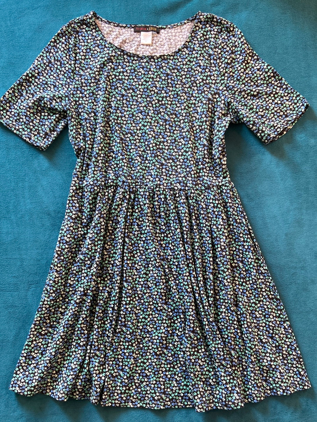 BLUE BASIC Trixie and Lulu Blue Print Dress Size L